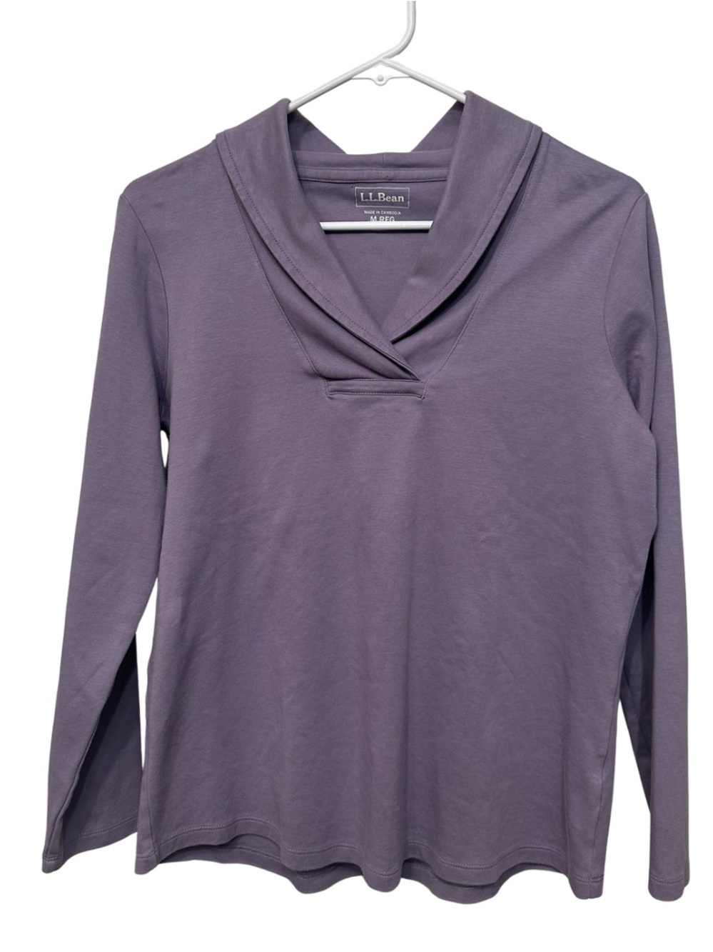 L.L.Bean Purple Cowl Neck Long Sleeve Top — Size Medium
